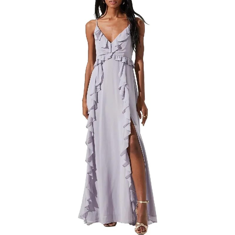 Trend Driven Wardrobe ASTR The Label Adoria Women's Ruffled V-Neck Sleeveless High Slit Maxi Dress