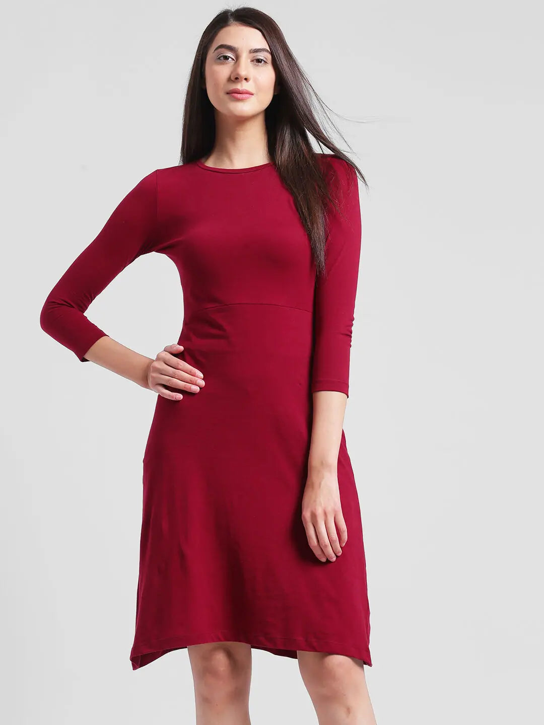 Chic And Edgy Rigo Maroon Aline Midi Dress