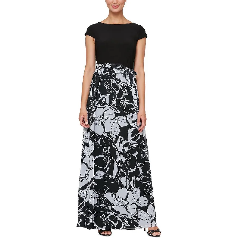 Chic & Cozy Apparel SLNY Womens Belted Cap Sleeve Maxi Dress