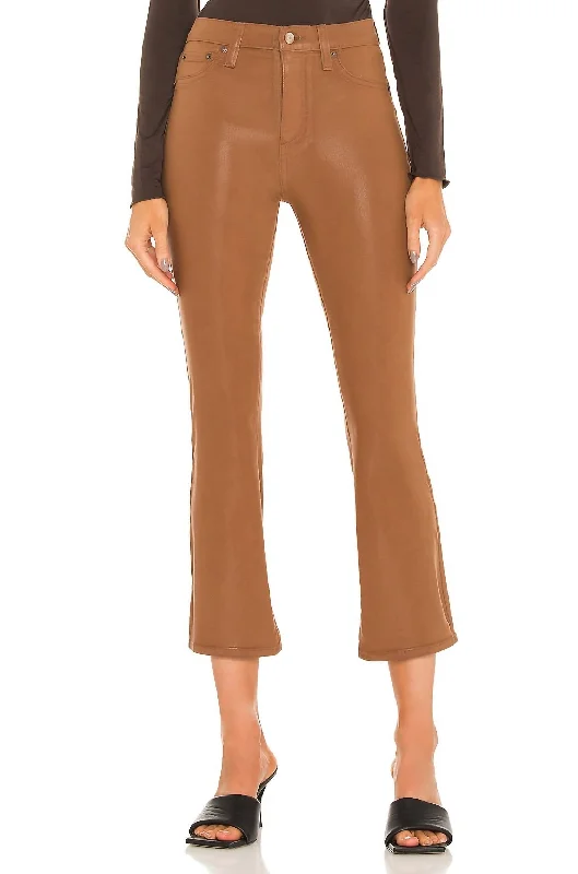 Luxe Women's Fashion Lennon High Rise Crop Boot Pants In Coated Cognac