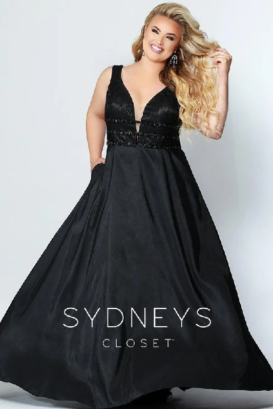 Odd Size Clearance Sale Sydneys Closet Long Satin Sleveeless Plus Size Prom Dress