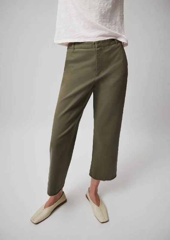 Minimalist Style Cotton Twill Boyfriend Pant In Army