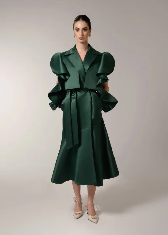 Latest Fashion GREEN TRENCH-DRESS