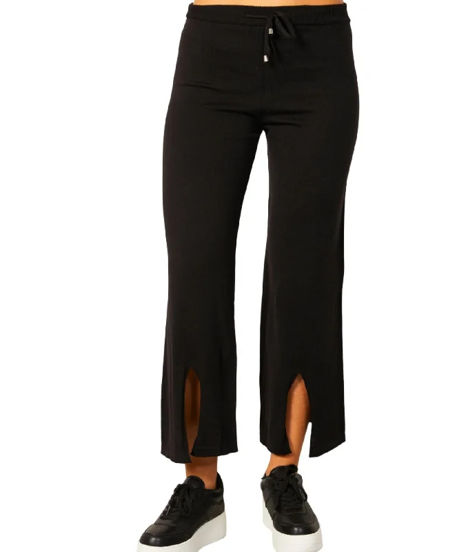 Latest Fashion Knit Pant W/ Middle Silt In Black