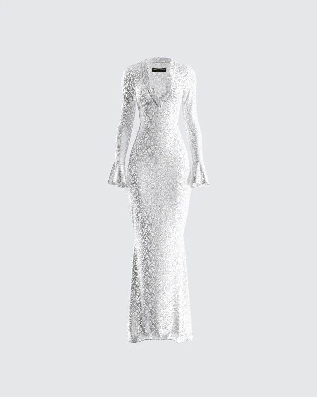 Premium Fabrics Kobina White Lace Maxi Dress