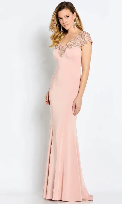 Modern Casual Clothing Cameron Blake CB112 - Laced Neckline Formal Mother of the Bride Gown