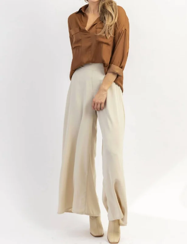 Classic Women's Fashion In Flight Palazzo Pant In Beige