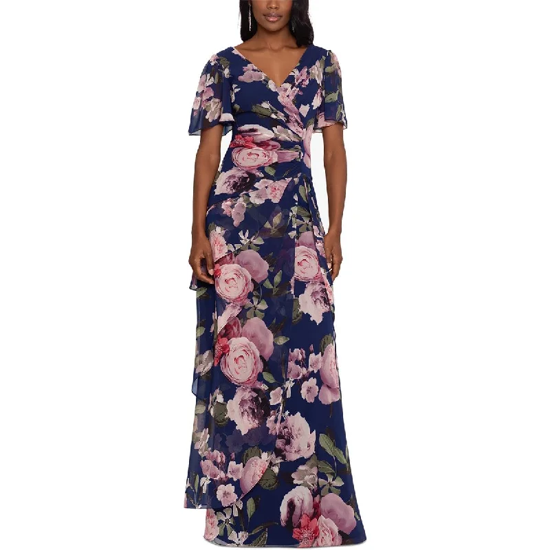 Trend Setting Wardrobe Xscape Womens Surplice Tiered Maxi Dress