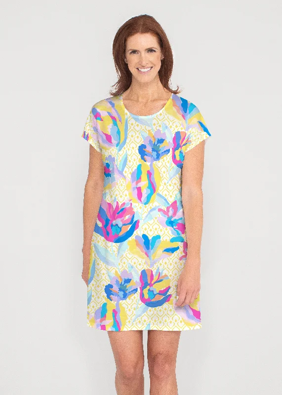 Clothing Woman Floral Spades (8048) ~ French Terry Short Sleeve Crew Dress