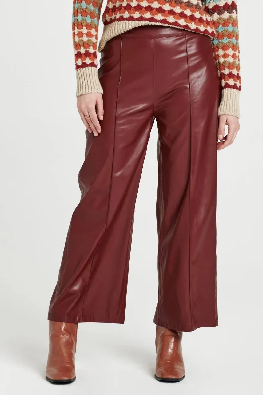 Casual Chic Clothing Sale Sparkle Wide Leg Cropped Pant In Vino