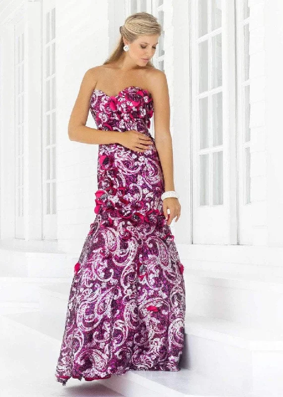 Versatile Wardrobe Essentials Blush by Alexia Designs - 9336 Strapless Floral Sequined Trumpet Gown