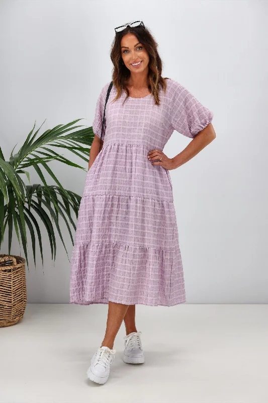 New Arrivals Shine On Label Odessa Tiered Midi Dress Lilac