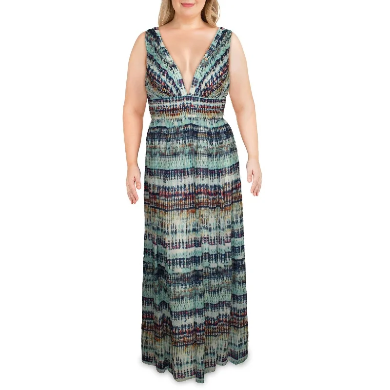 Limited Stock, Big Sale Aidan by Aidan Mattox Womens Printed V-Neck Maxi Dress