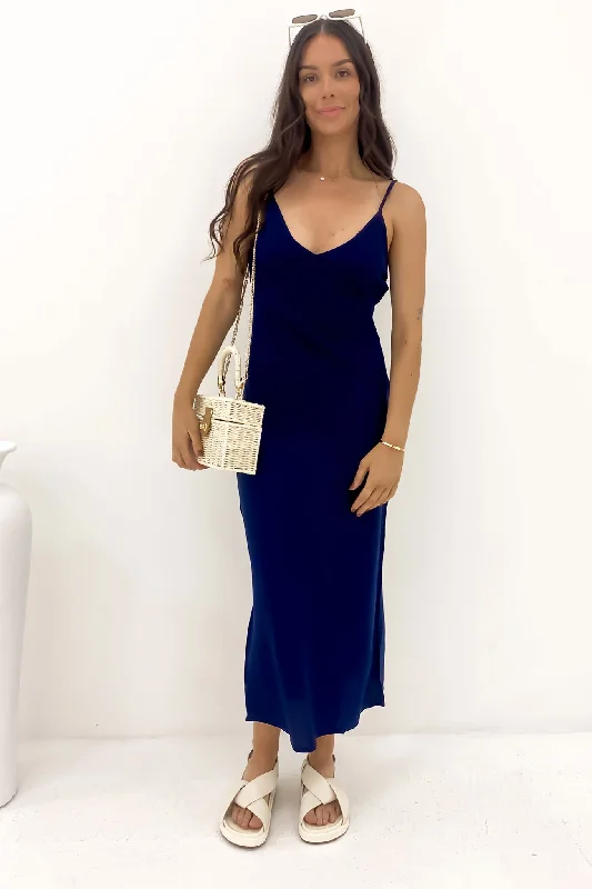 Versatile Outfits Everyday Bias Midi Dress Navy Marine