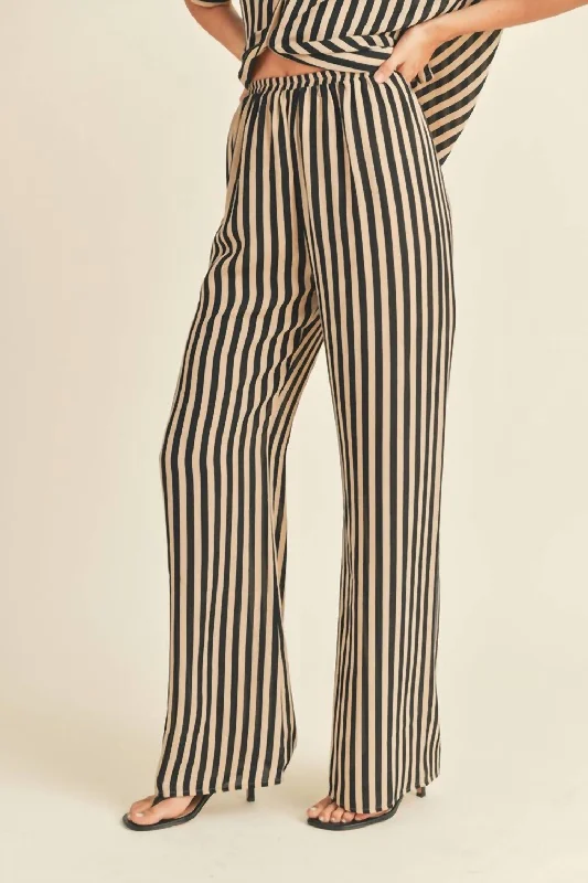 Everyday Fashion Stripe Pants In Toffee Nut