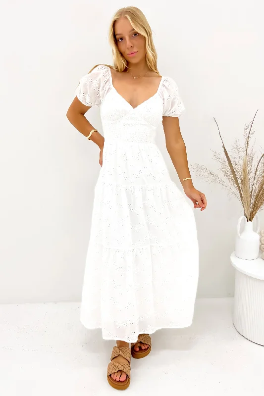 Clearance Sale, All Cheap Sutton Broderie Maxi Dress Vintage White