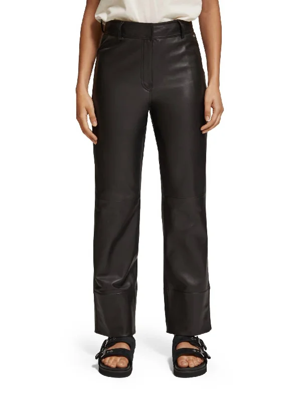 Fashion Forward Straight Leg Leather Pant In Black