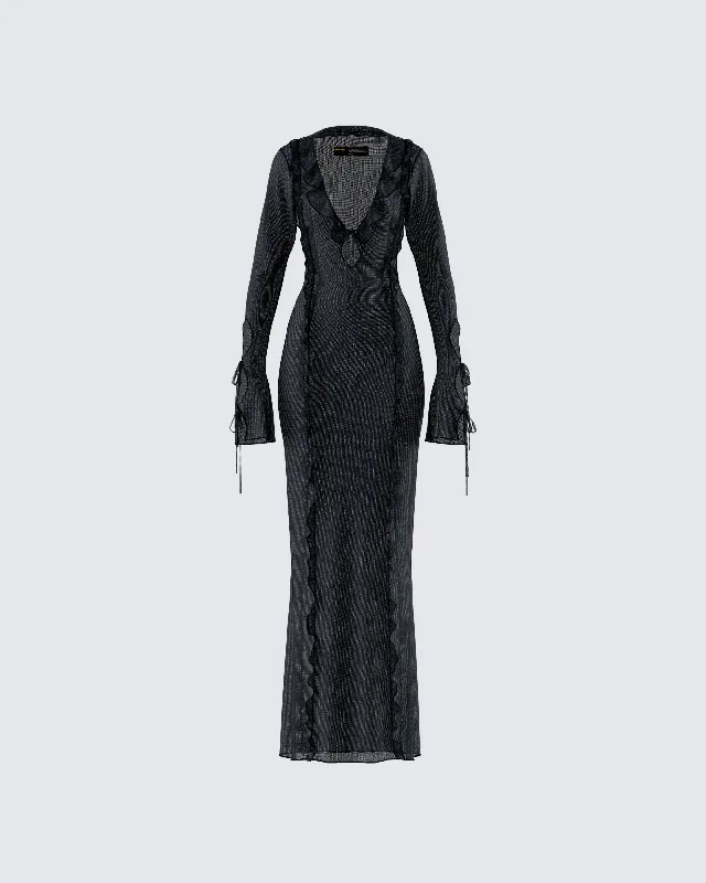 Eclectic Fashion Florence Black Mesh Maxi Dress