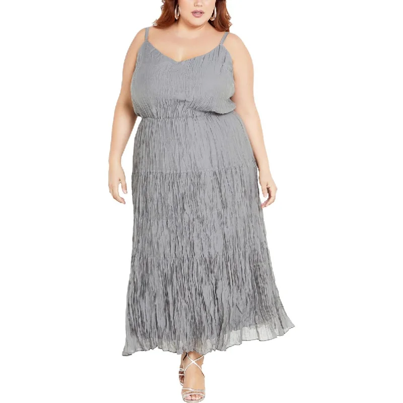 Clearance Sale City Chic Womens Plus Long Pleated Maxi Dress