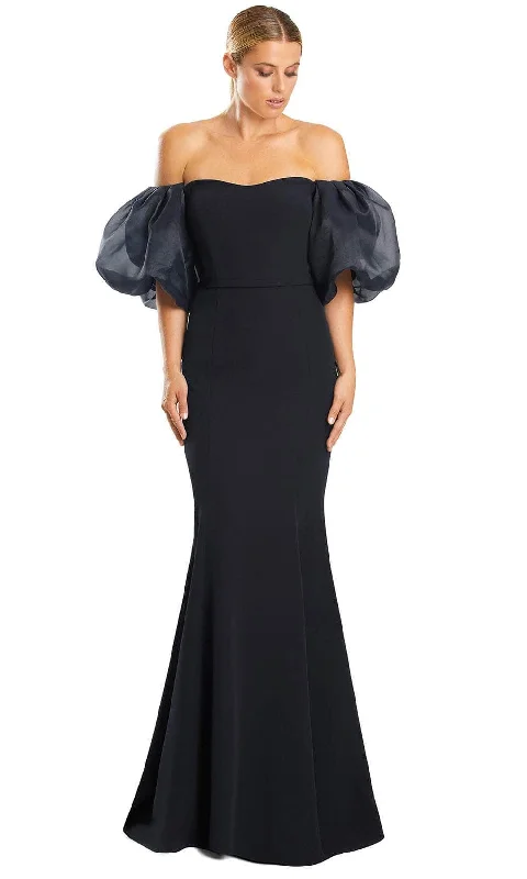 Hot Brand Discounts Alexander by Daymor 1870F23 - Puff Sleeve Trumpet Evening Gown