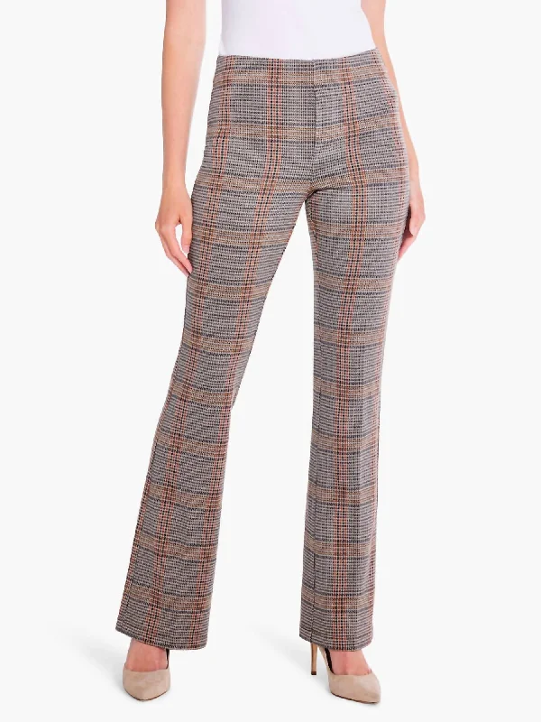 Quality Wear Sketched Plaid Bootcut Pant In Neutral Multi