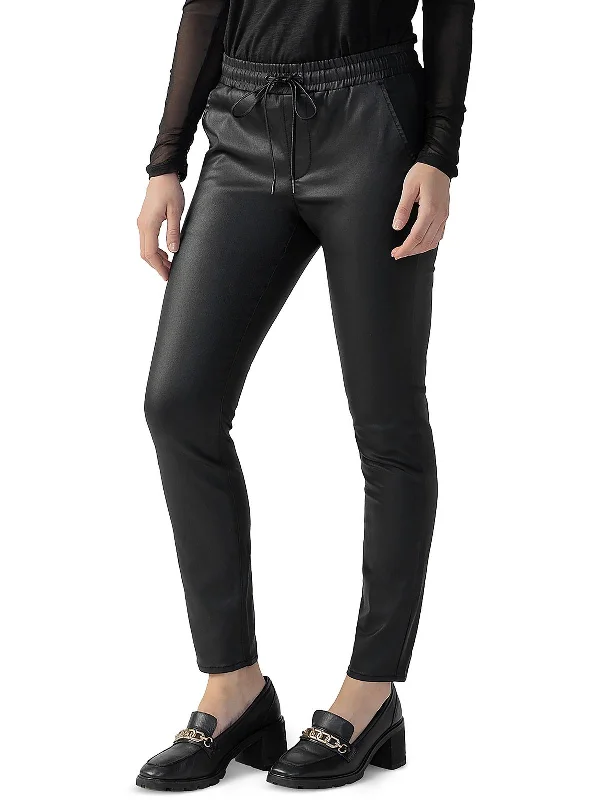 Casual Chic Pull On Hayden Womens High Rise Coated Straight Leg Pants