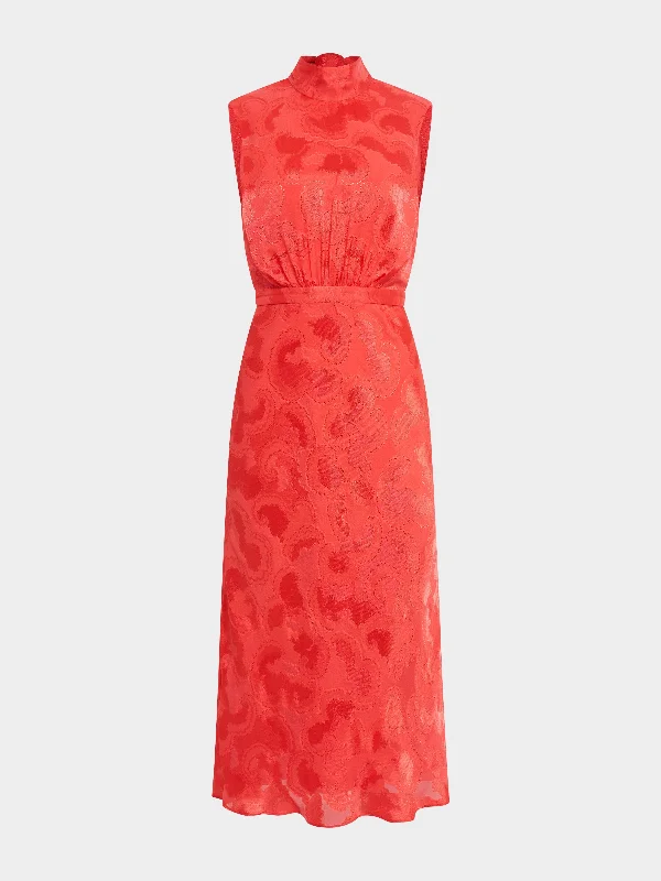 Stupidly Low Prices Fleur Midi Dress in Hot Coral