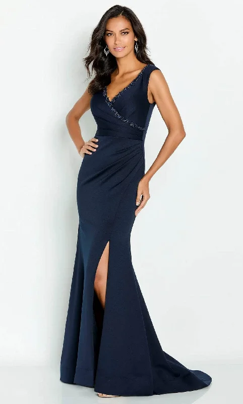 Chic Styles Cameron Blake CB143 - Beaded V-Neck Evening Gown