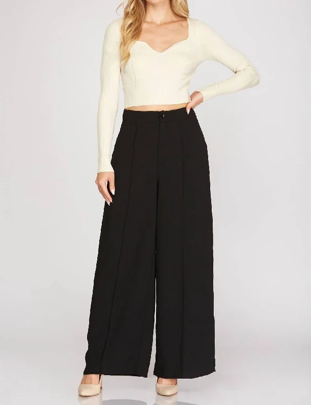 Limited Time Offer Woven Wide Pants In Black