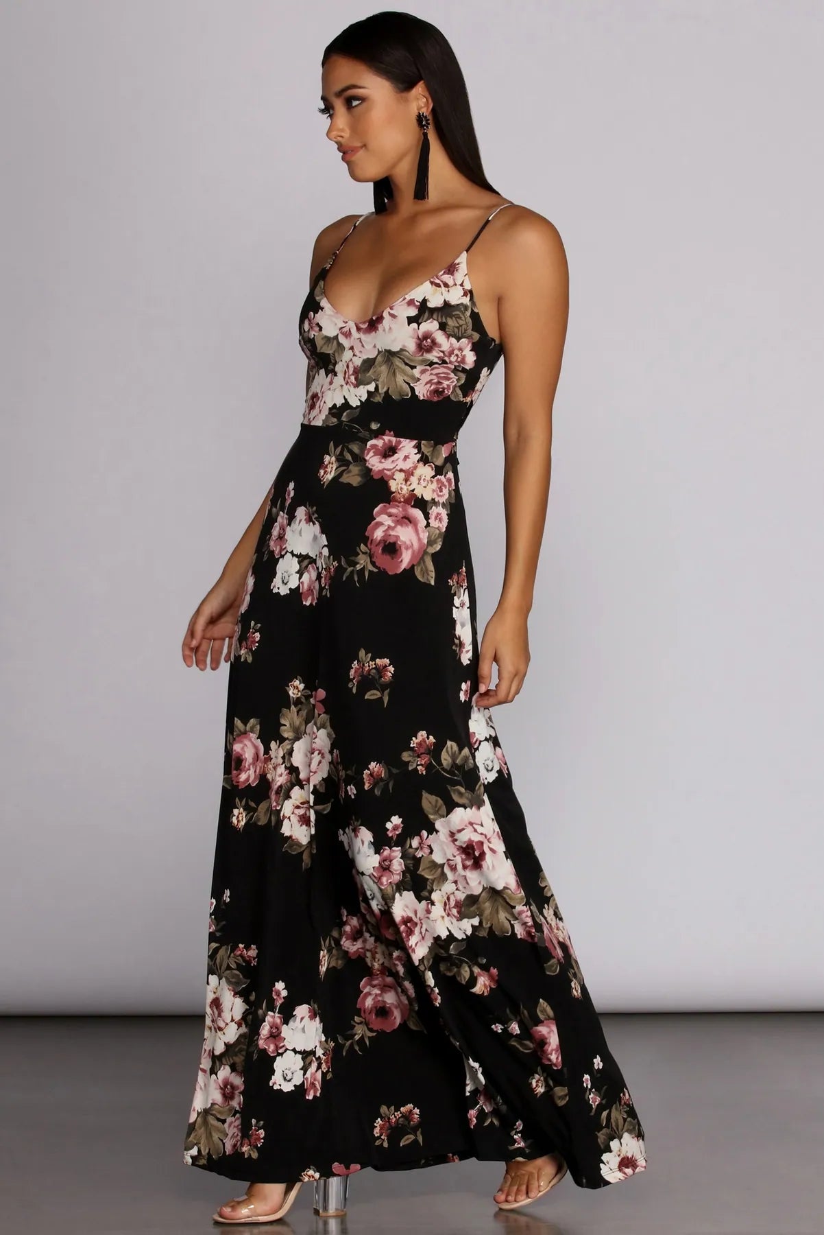 Elegant Styles Dark and Floral Dress