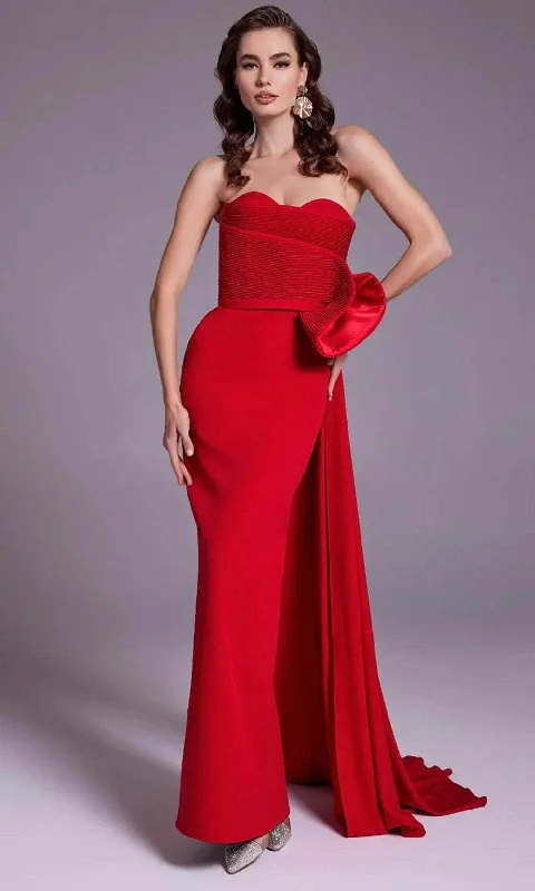 Holiday Special Offers MNM Couture N0520A - Strapless 3D Drape Crepe Gown