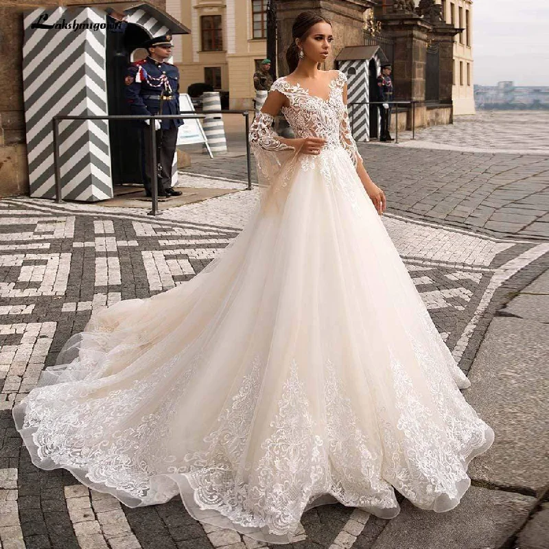 Fashion Forward, Function First Roycebridal V-Neck A Line Lace Wedding Dresses Applique Beading