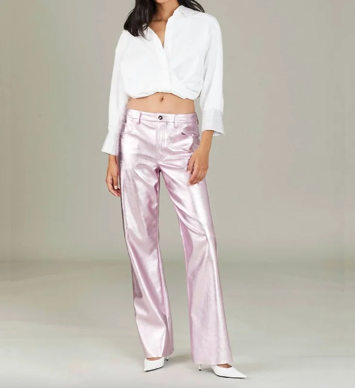 Bold Fashion Jay Pant In Pink Metallic