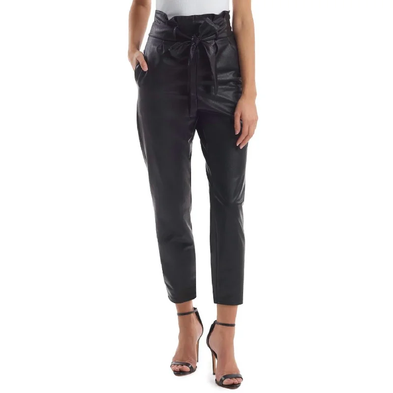 Trendy Attire For Her Faux Leather Paperbag Pants In Black