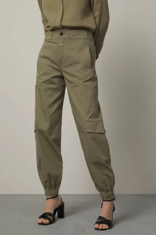 Style Revolution Erin Utility Pant In Green Umber