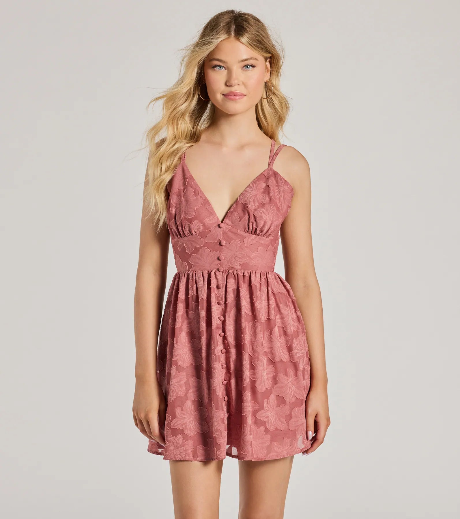 Seasonal Sale Feeling Flirtatious Floral Button Skater Dress