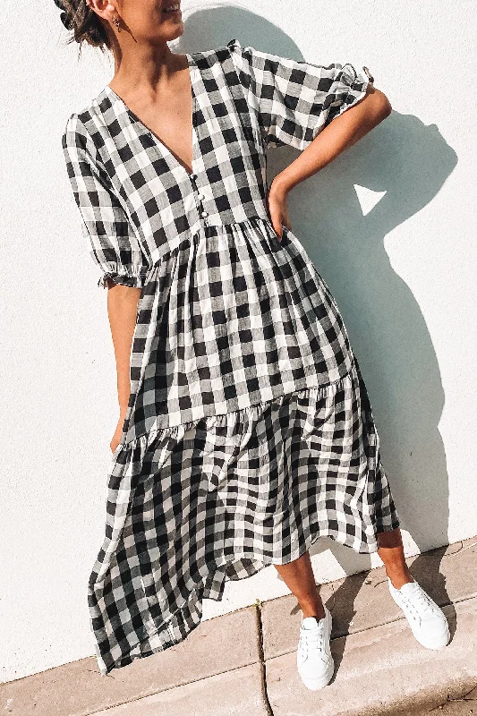 Comfort Centric Apparel Boden Maxi Dress Black Check