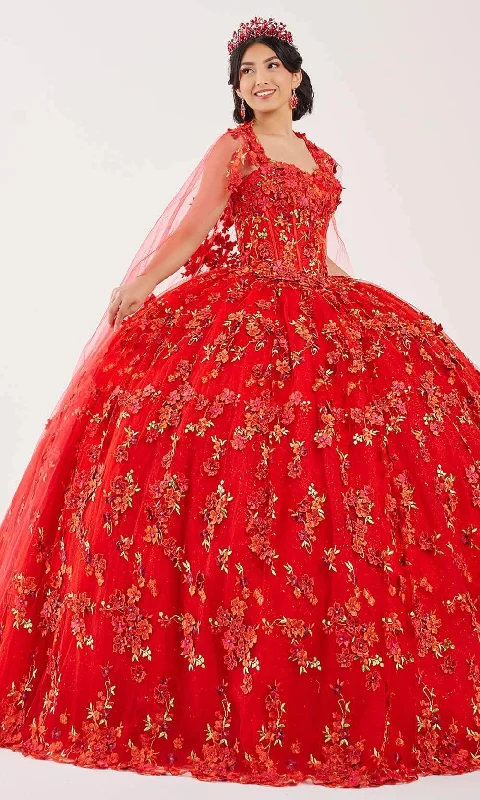 Casual Wear Fiesta Gowns 56494 - Floral Lace Applique Strapless Ballgown