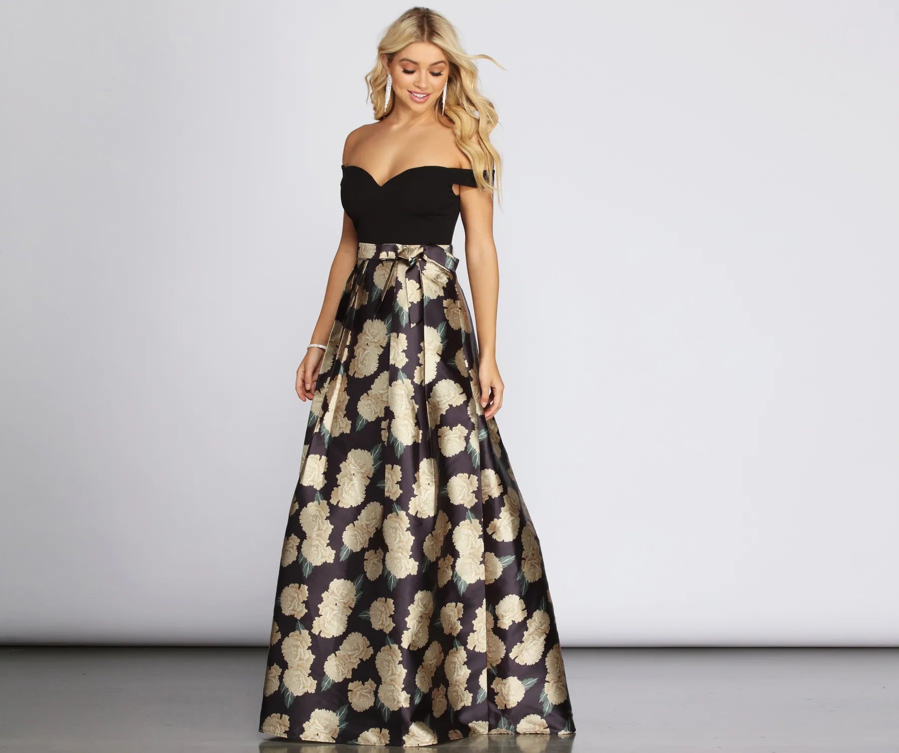 Daily Essentials Maude Floral Woven Satin Gown