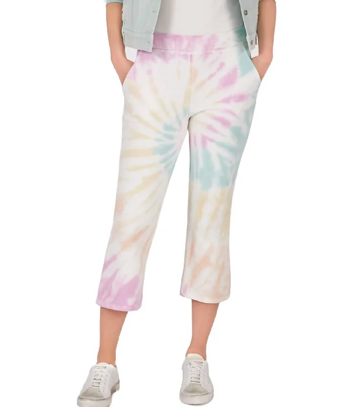 Best Sellers Cropped Flare Tie Dye Sweatpants In White