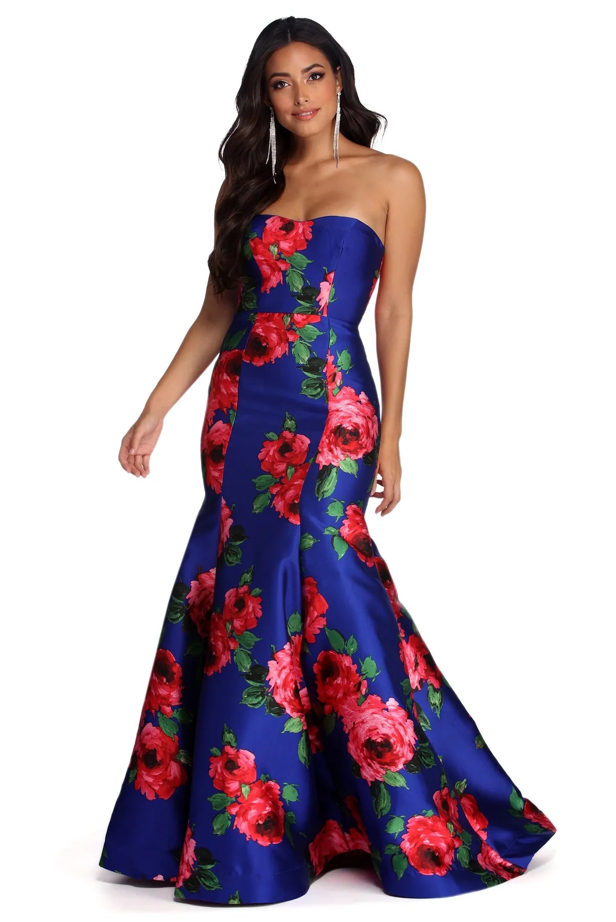 Holiday Glam Thea Formal Floral Satin Dress