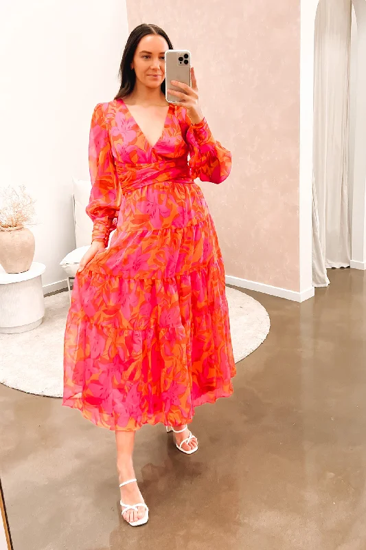 Season Sale Mayes Maxi Dress Pink Orange