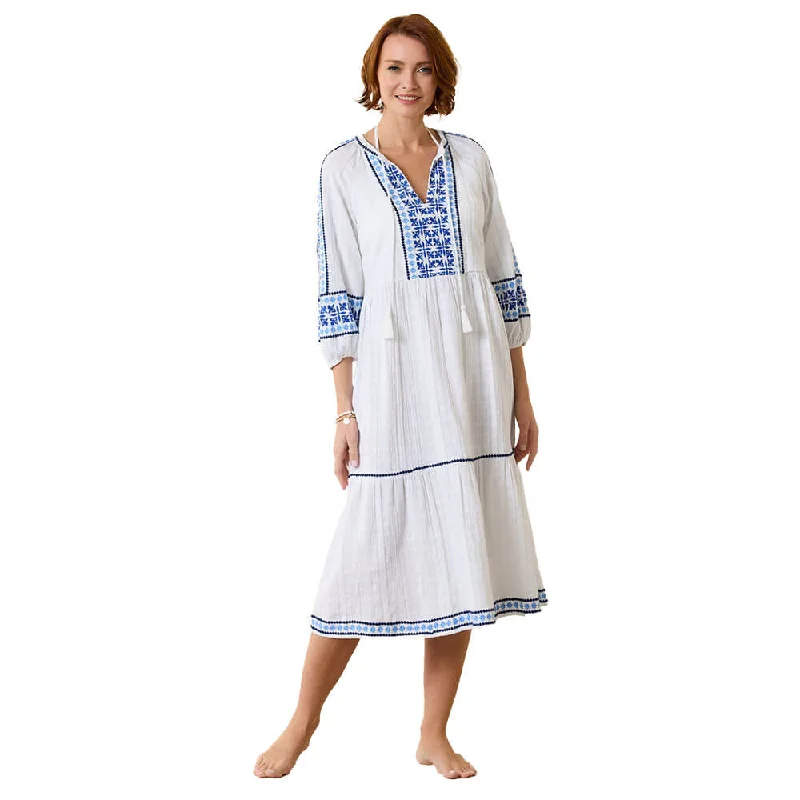 Trendy Attire For Her Tommy Bahama Mykonos Tiered Midi Dress Cover Up - White*