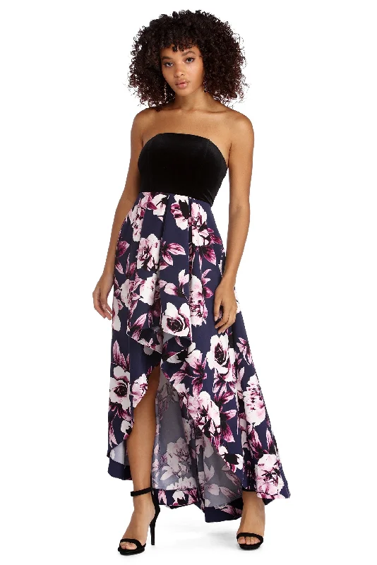 Big Savings Vivan Formal Floral High-Low Dress