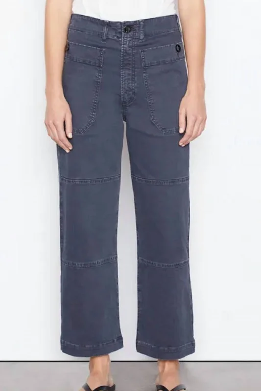 Chic And Trendy Oversized Pocket Utility Pant In Washed Navy