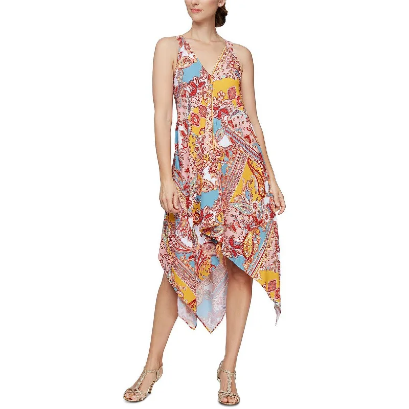 Chic Trends For The Fashion Savvy SLNY Womens Handkerchief Hem Printed Maxi Dress