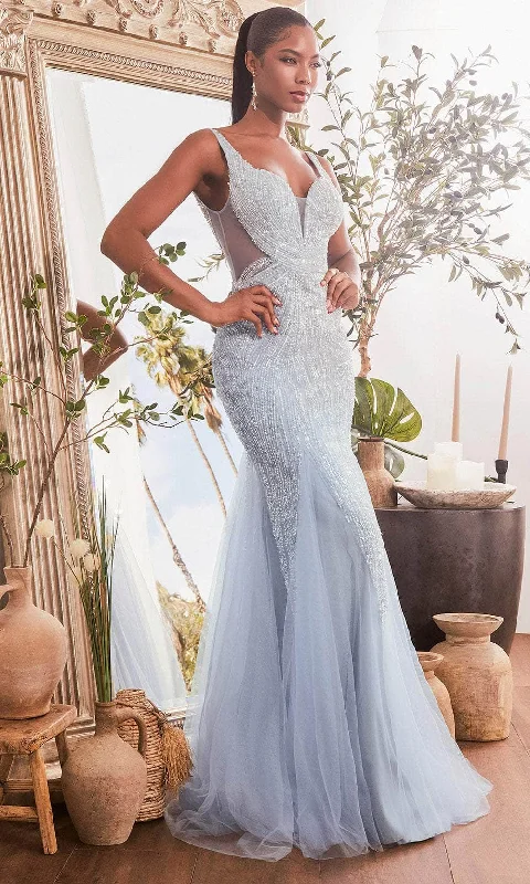 Casual Fashion Ladivine CR874 - Beaded V-Neck Mermaid Prom Gown