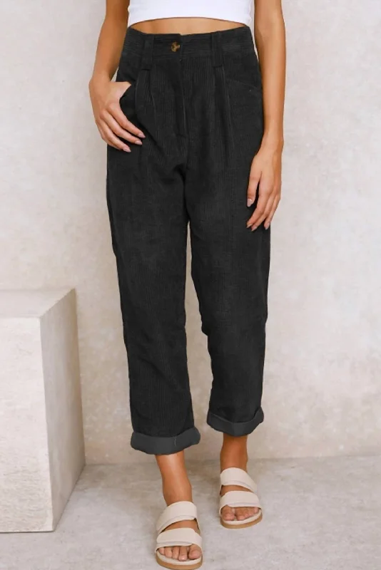 Relaxed Style Corduroy Pants In Black