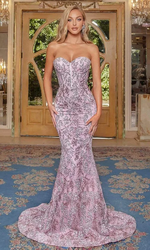 Unleash Your Style Portia and Scarlett - PS22061 Strapless Corset Bodice Evening Gown