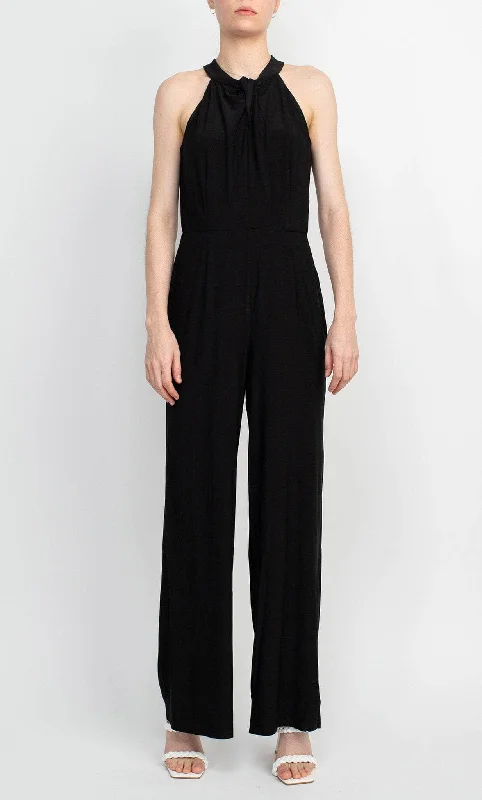 Wardrobe Essentials Nina Leonard L9703B - Cross Halter Jumpsuit